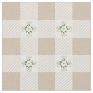 Tissu Buffalo Checks and Magnolias Cross Motif Greige