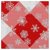 Tissu Buffle rouge et blanc planté avec des flocons de n (Fermer)