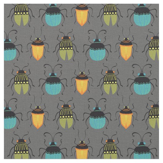 Tissu Bugs Beetles Milieu du Siècle Mod Mignon (Fermer)