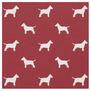 Tissu Bull Terrier Silhouettes Motif Rouge et Blanc