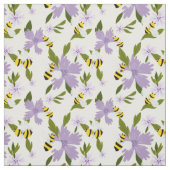 Tissu Bumble beige mignonne et fleurs violettes (Échantillon)