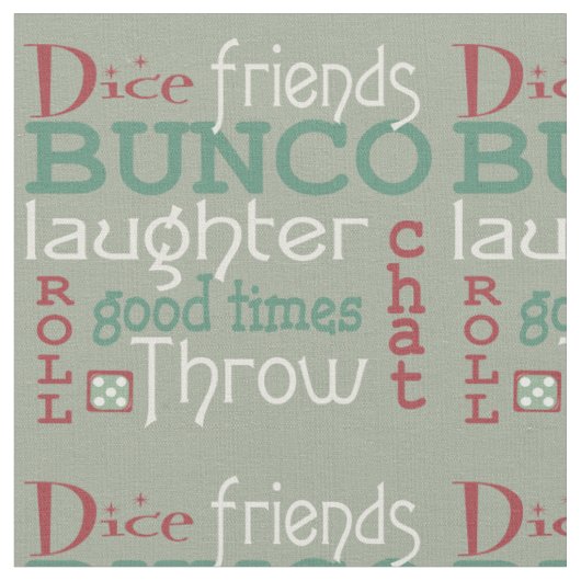 Tissu Bunco Dice Amis Rouge, Vert, Blanc (Fermer)