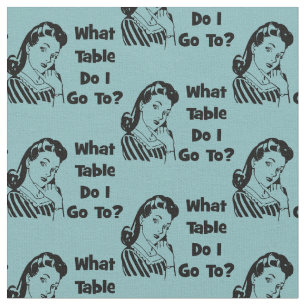Tissu Bunco Funny Blue Retro Quelle Table Dois-Je Aller 