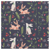 Tissu Bunnies d'art populaire scandinave (Fermer)