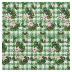 Tissu Bunnies de chèques verts