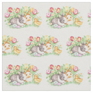 Tissu Bunnies Printemps Easter Bunny Fabric