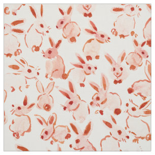 Tissu BUNNY BOMB Soft Peach Aquarelle Rabbits