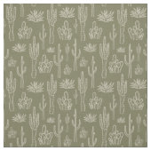 Tissu Cactus Boho Ouest Sud Neutre Vert Mousse (Échantillon)