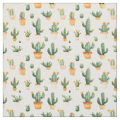 Tissu Cactus pointillés sur blanc (Échantillon)