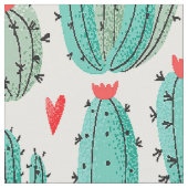 Tissu Cactus succulent coeur motif blanc vert (Fermer)