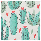 Tissu Cactus succulent coeur motif blanc vert (Échantillon)