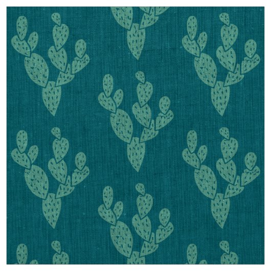 Tissu : Cactus Turquoises Linge naturel (Échantillon)
