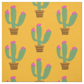 Tissu Cactus vert mignon plante avec fleur en pot motif (Échantillon)