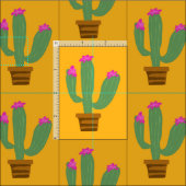 Tissu Cactus vert mignon plante avec fleur en pot motif (Carreau)