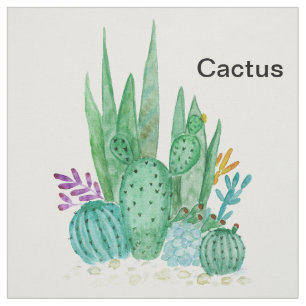 Tissu Cactus watercolor cacti flowers floral desert illu