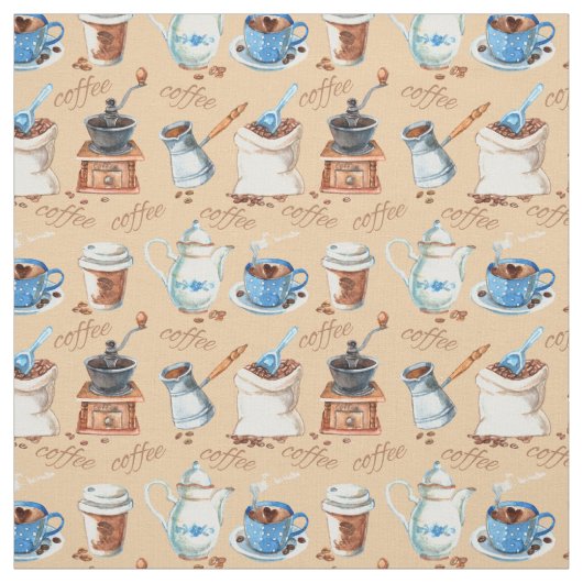 Tissu Café aquarelle (Échantillon)