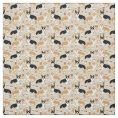 Tissu Café de corgi - chiens de corgi de cardigan (Échantillon)