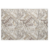 Tissu Café sur Burlap Word Cloud Brown ID283 (Fat Quarter)
