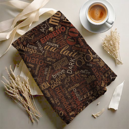 Tissu Café sur Burlap Word Cloud Chestnut ID283