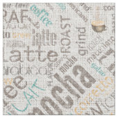 Tissu Café sur Burlap Word Cloud Turquoise ID283 (fermé)