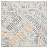Tissu Café sur Burlap Word Cloud Turquoise ID283 (Échantillon)
