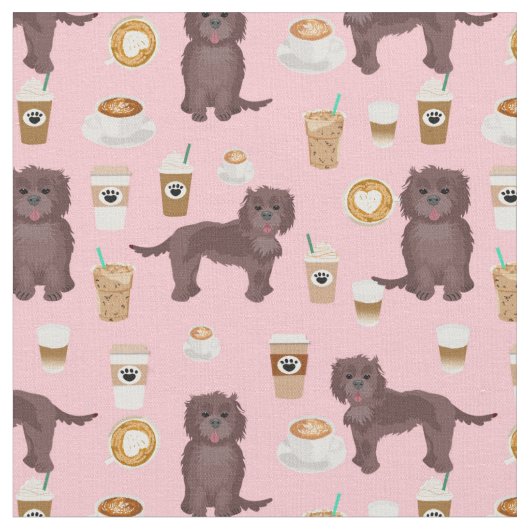 Tissu Cafés roses de chien chocolatés (Fermer)