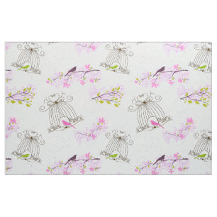 Tissu Cage d'oiseaux floraux Fabric 2