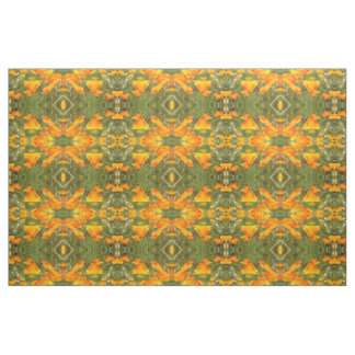 Tissu California Poppy Field Orange and Green Fabric
