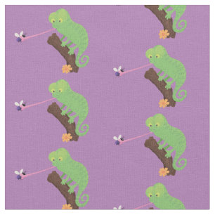 Tissu Cameleon drôle mignon vert heureux dessin animé lé