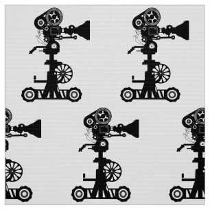 TISSU CAMÉRA MOTIF CLASSÉ EN NOIR ET CINE BLANCHE