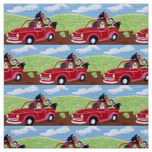 Tissu Camion et peinture rouges de Labradors