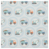 Tissu Camions de construction - Bleu Blancs (Échantillon)