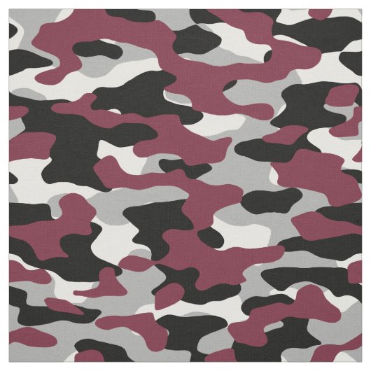 Tissu Camo bordeaux, noir, blanc et gris (Échantillon)