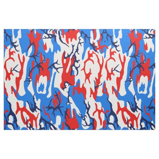 Tissu Camo rouge blanc et bleu (Fat Quarter)
