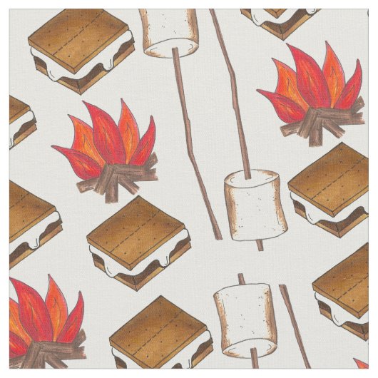 Tissu Camp Fire Camping Marshmallow S'mores Camp (Fermer)