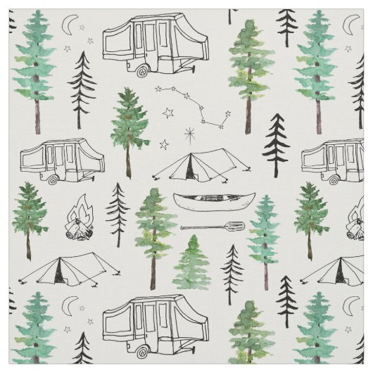 Tissu Camping et arbres (Échantillon)