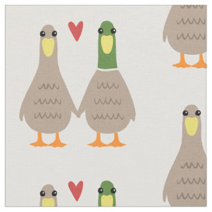 Tissu Canards amoureux   Cute Canards Couple avec Coeur