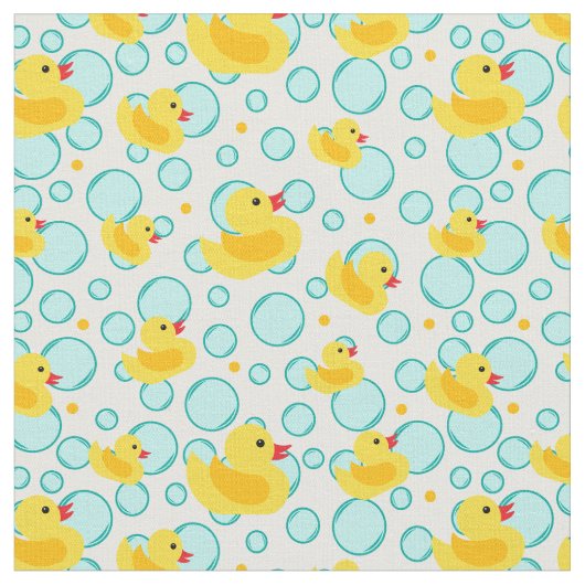 Tissu Canards en caoutchouc jaune Bubbles Motif de temps (Fermer)