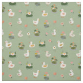 Tissu Canards et nénuphars sur fond vert clair (Échantillon)