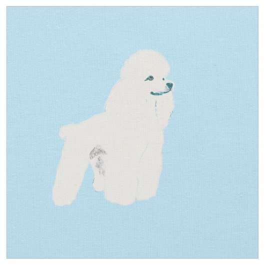 Tissu Caniche blanc sur le bleu (Fermer)