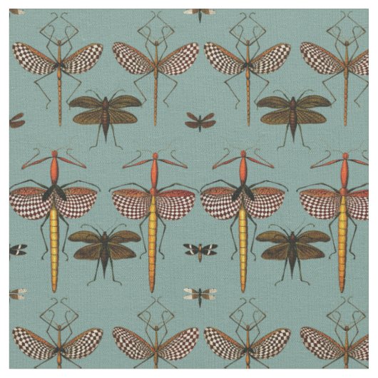 Tissu Cannes, sauterelles et libellules (Fermer)