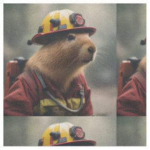 Tissu "Capybara à la Secourt : Pompier Extraordinair