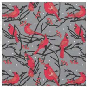 Tissu Cardinal Red Birds Motif Noël