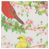 Tissu Cardinal Robins Goldfinch Spring Tree Botanique (Fermer)