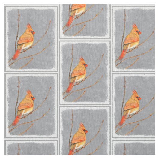 Tissu Cardinal sur la peinture de branche - Art original (Échantillon)