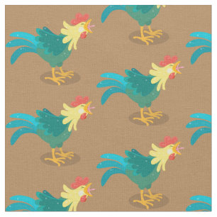 Tissu Caricature amusante du coq à rames