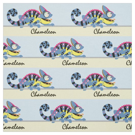 Tissu caricature caméléon (Échantillon)