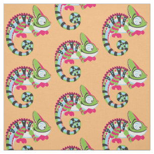 Tissu caricature de caméléon