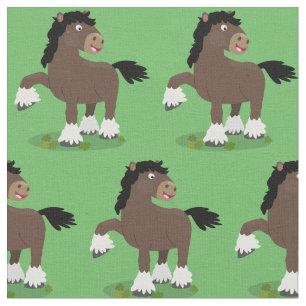 Tissu Caricature de cheval de trait de Cute Clydesdale