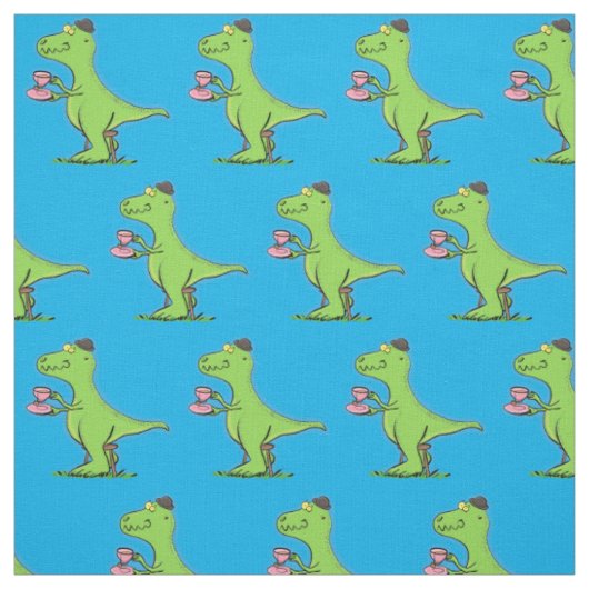 Tissu Caricature de dinosaure vert t rex (Échantillon)